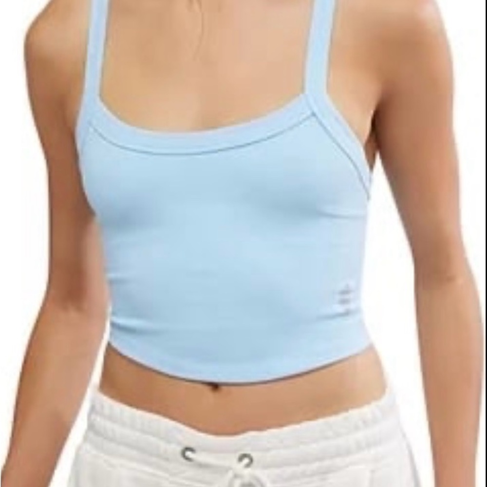 Free People Light Blue Ribbed Tank Top